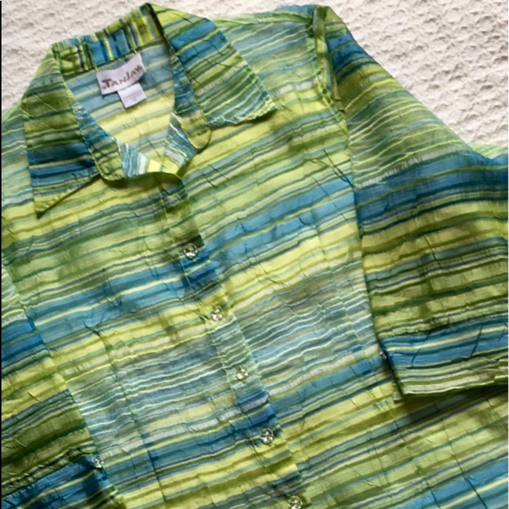 TanJay CRINKLE BUTTON DOWN WITH 3/4 SLEEVES